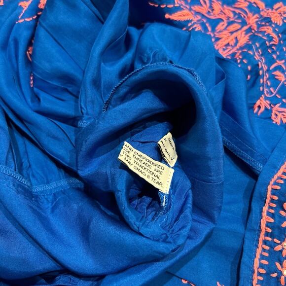 Juliet Dunn silk blouson dress in Royal blue/ candy NWT - Picture 5 of 6